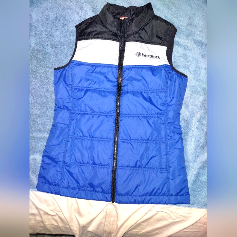 Cutter & Buck, C-BU< , WestRock Sleeveless Vest Jacket, size S/P, Blue & Back